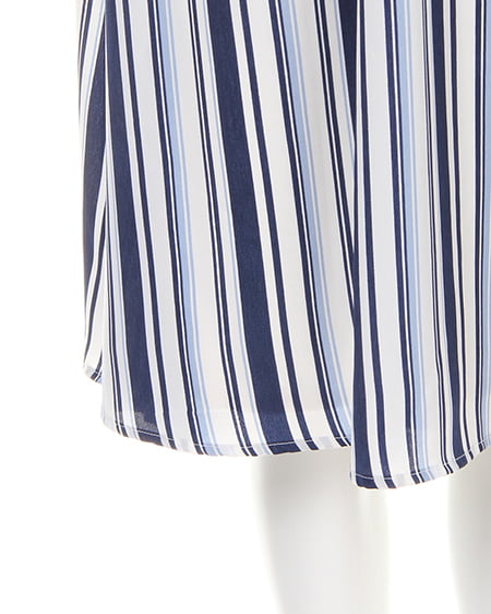 INGNI（イング） サッシュ付きマルチストライプシャツ／ワンピース ｵﾌﾎﾜｲﾄ/ｺﾝ