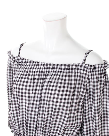 INGNI（イング） 柄オフショル／ワンピース ｸﾛ/ｷﾞﾝｶﾞﾑ