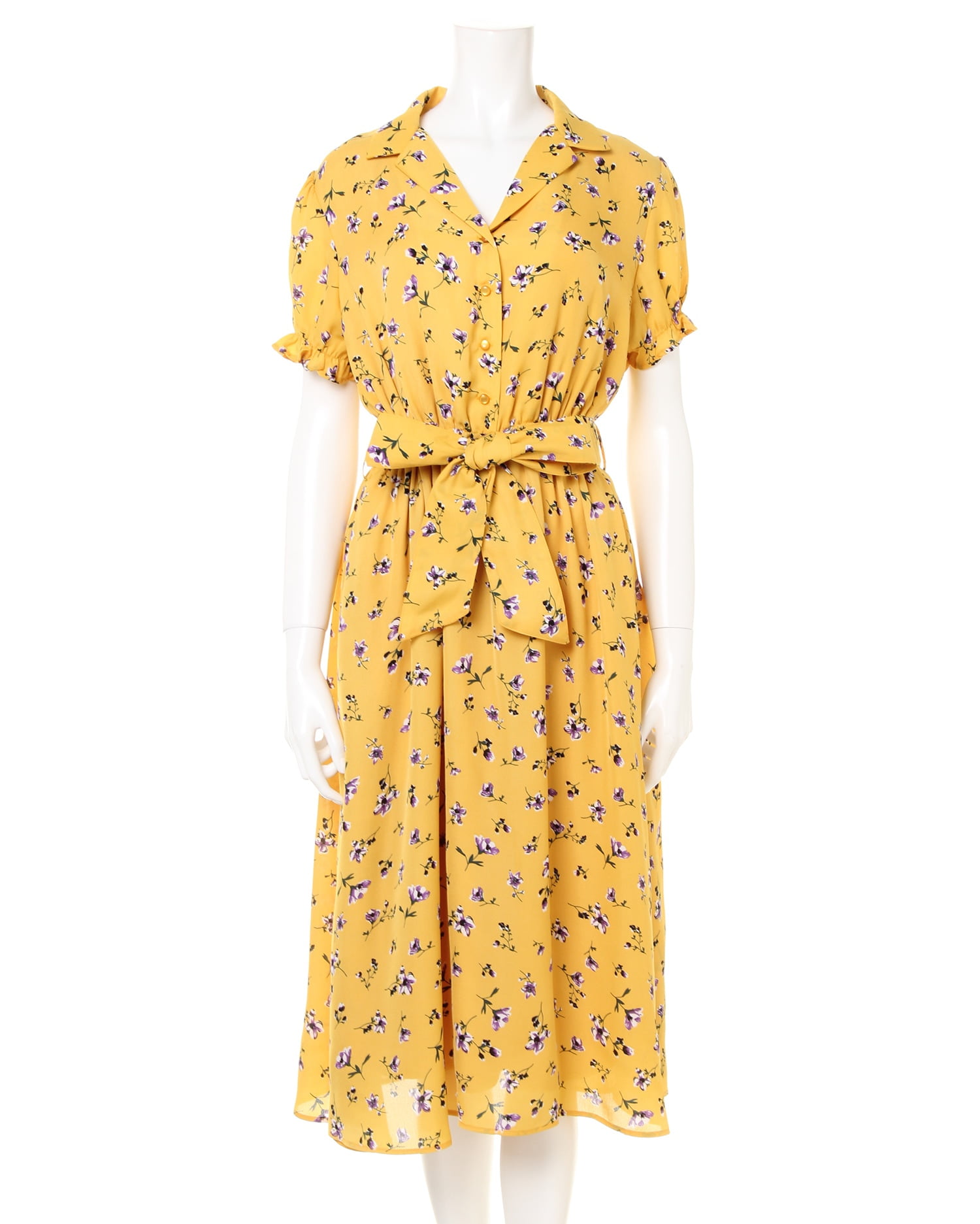 エムズグレイシー 花柄 黄色 半袖 ワンピース エムズグレイシー 花柄 黄色 半袖 ワンピース