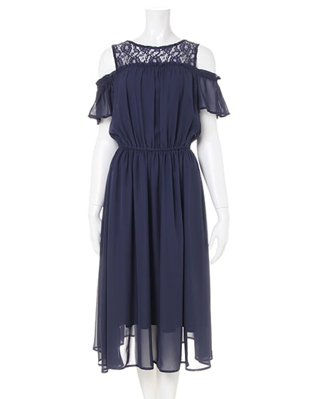 INGNI(イング) レースレイヤー肩開きシフォン/ワンピース コン