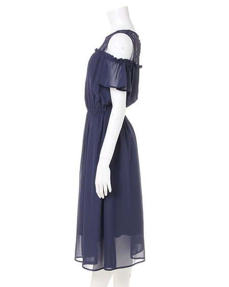 INGNI(イング) レースレイヤー肩開きシフォン/ワンピース コン