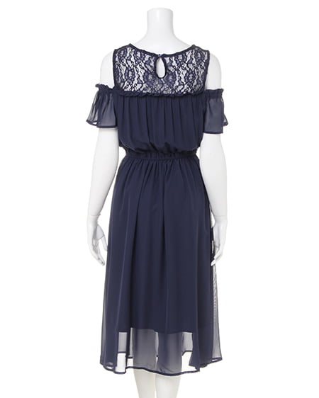 INGNI(イング) レースレイヤー肩開きシフォン/ワンピース コン