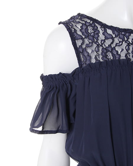 INGNI(イング) レースレイヤー肩開きシフォン/ワンピース コン