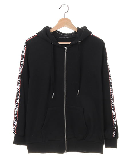 INGNI(イング) スウェット袖・フードロゴパーカー／チュニック／A クロ