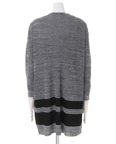 INGNI（イング） 片畦裾ラインVカーデ ｸﾛﾓｸ/ｸﾛ