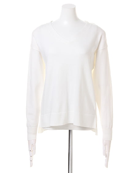 INGNI(イング) 天竺サイドスリットVネック/ニットB オフホワイト