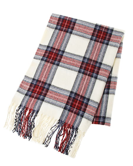 INGNI(イング) ベーシックチェックストール ｵﾌﾎﾜｲﾄ