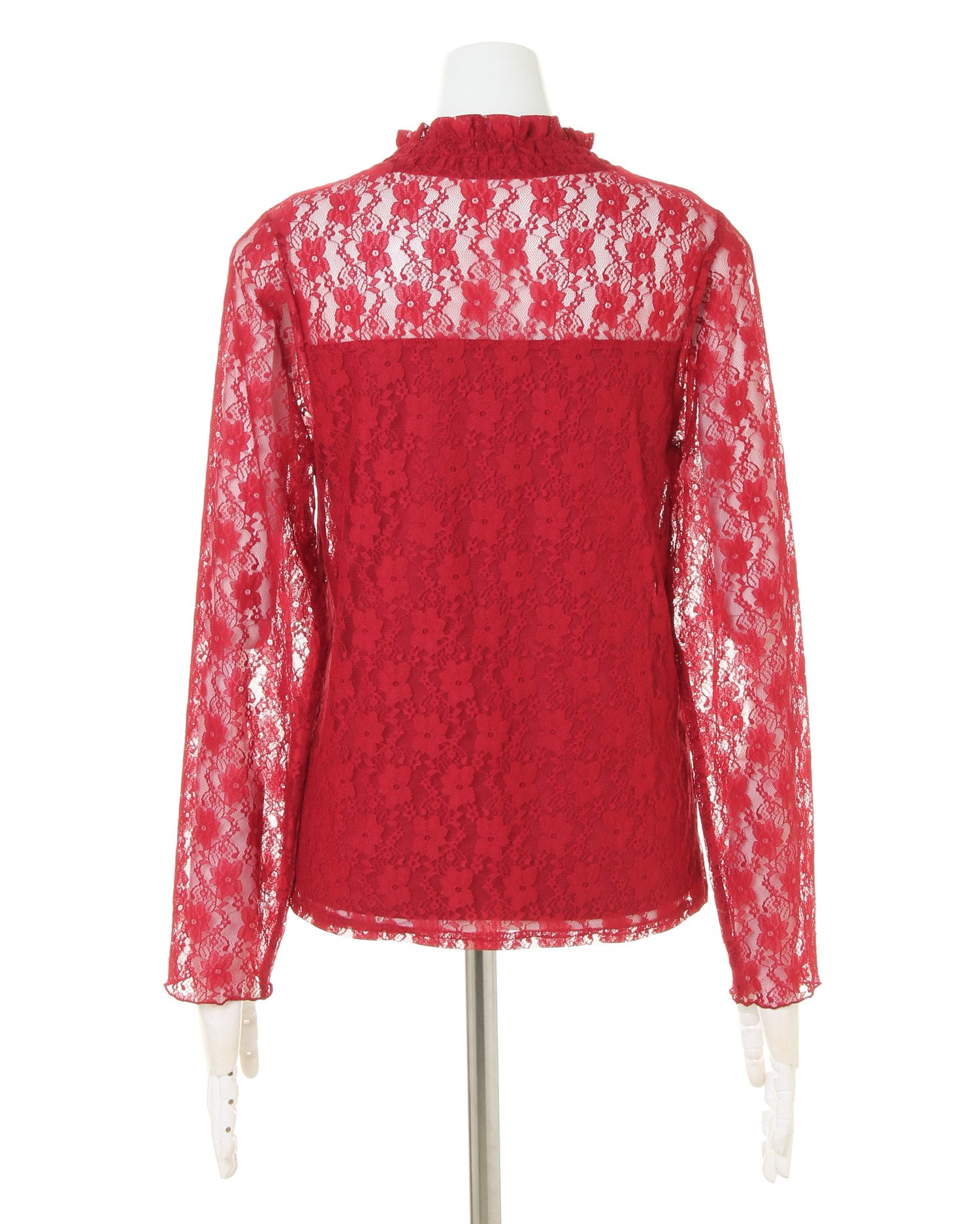 POPPY ピンク レース 長袖 トップス SALE トップス レース ピンク レディース ハイネック 花柄