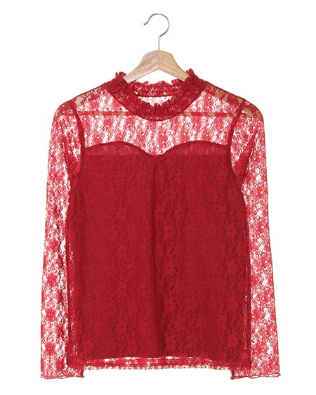 INGNI(イング) フラワーレース／ハイネックトップス長袖 ﾎﾞﾙﾄﾞｰ