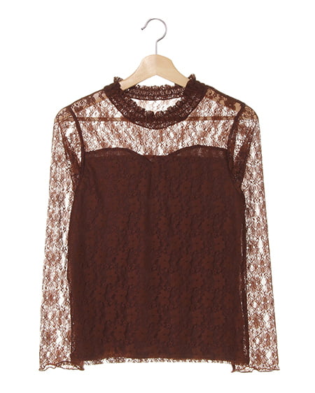 INGNI(イング) フラワーレース／ハイネックトップス長袖 ﾌﾞﾗｳﾝ