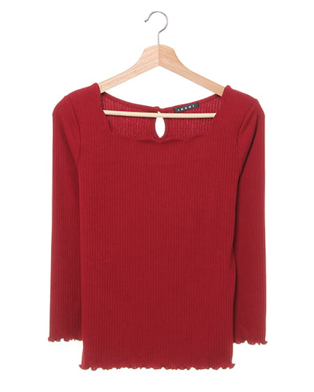 INGNI(イング) リブスカラップスクエアーネック／トップス ﾎﾞﾙﾄﾞｰ