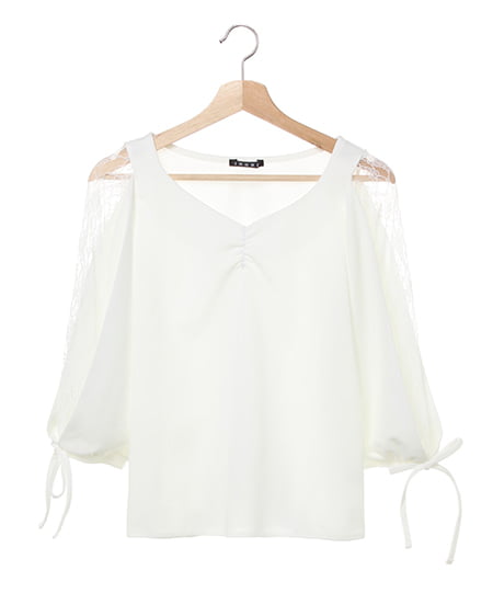 INGNI(イング) ハートネック／袖割れトップス ｵﾌﾎﾜｲﾄ