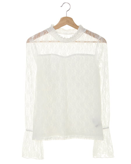 INGNI(イング) 袖フレアレースハイネック／トップス ｵﾌﾎﾜｲﾄ