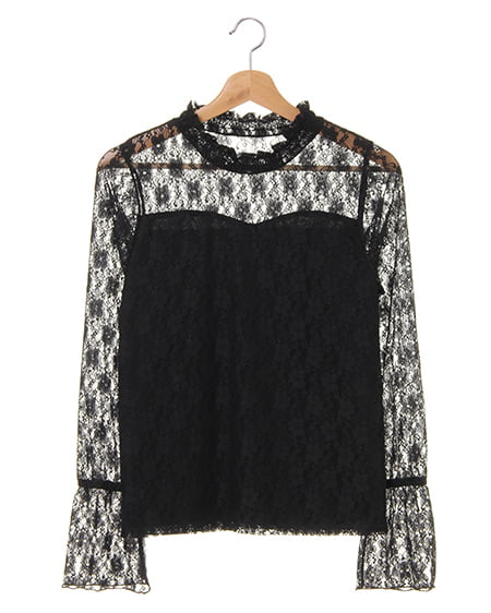 INGNI(イング) 袖フレアレースハイネック／トップス ｸﾛ