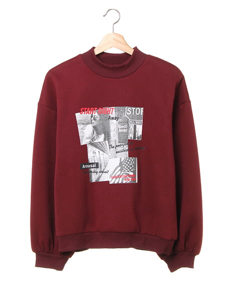 INGNI(イング) フォトプリント／モックネックスウェットトップス ﾎﾞﾙﾄﾞｰ