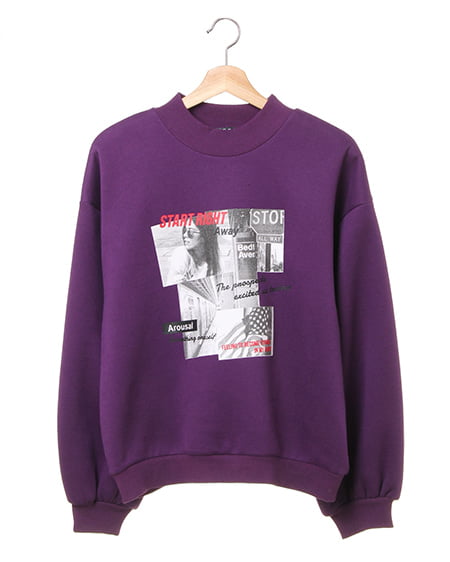 INGNI(イング) フォトプリント／モックネックスウェットトップス ﾊﾟｰﾌﾟﾙ