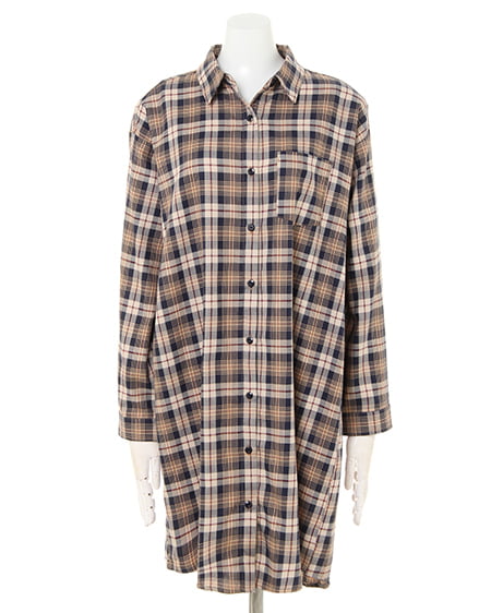 INGNI（イング） チェック柄ロング・シャツ ｺﾝ/ﾁｪｯｸ