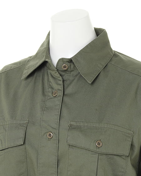 INGNI(イング) 綿ツイルミリタリー/シャツ カーキ