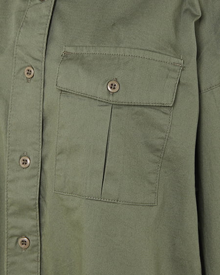 INGNI(イング) 綿ツイルミリタリー/シャツ カーキ