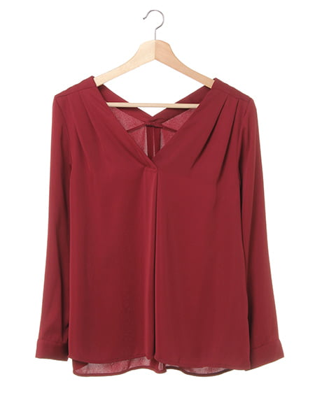 INGNI(イング) トロミVネック／ブラウス ボルドー