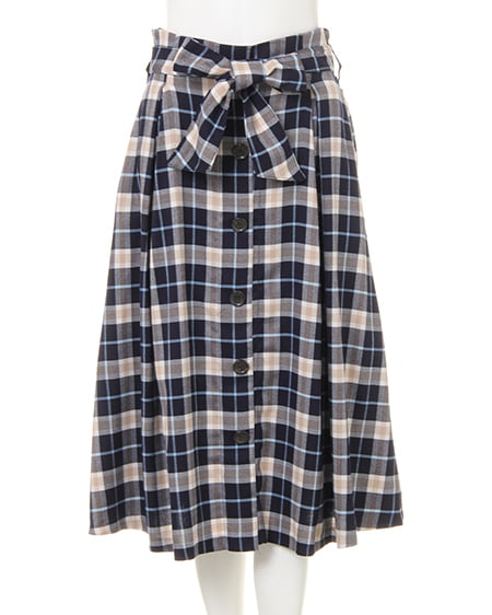 INGNI（イング） チェック柄前ボタン／ミディスカート ｺﾝ/ﾁｪｯｸ