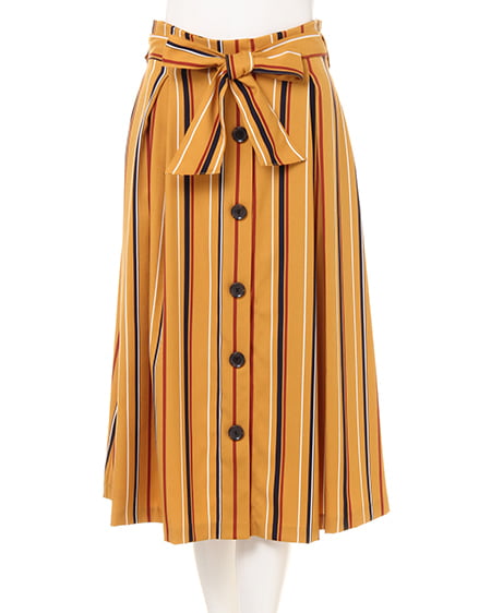 INGNI（イング） 前ボタン・マルチストライプミディ／スカート ﾏｽﾀｰﾄﾞ/ﾏﾙﾁ