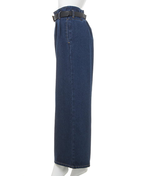 INGNI(イング) ベルト付きデニムワイドパンツ デニム/コン