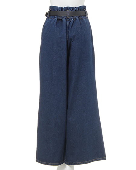 INGNI(イング) ベルト付きデニムワイドパンツ デニム/コン