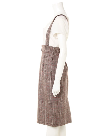 INGNI(イング) サス付・チェック柄ナロースカート ブラウン/チェックA