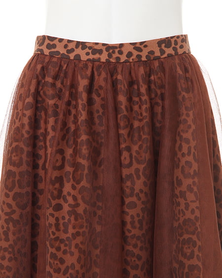 INGNI（イング） ヒョウ柄チュールミディ／スカート ﾌﾞﾗｳﾝ