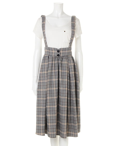 INGNI（イング） サス付グレンチェック／スカート ｸﾞﾚｰ/ﾁｪｯｸ