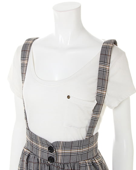 INGNI（イング） サス付グレンチェック／スカート ｸﾞﾚｰ/ﾁｪｯｸ