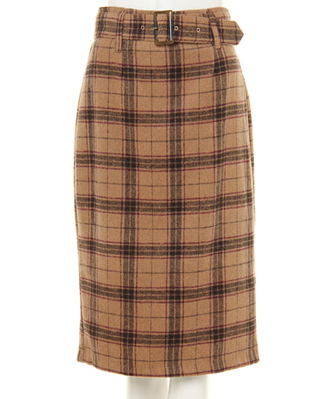 INGNI（イング） シャギーチェック柄ナロー／スカート ｷｬﾒﾙ