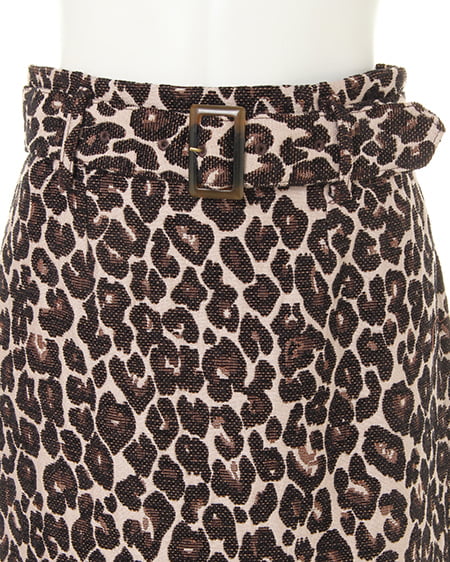 INGNI（イング） ベルト付ヒョウ柄ナロースカート ﾍﾞｰｼﾞｭ/ﾋｮｳ