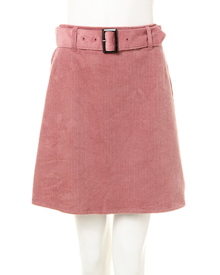 INGNI(イング) コーデュロイベルト付き／台形スカート ﾋﾟﾝｸ