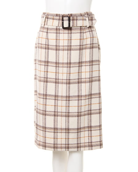 INGNI(イング) チェック柄ナロー／シャギースカート ｵﾌﾎﾜｲﾄ/ﾁｪｯｸ