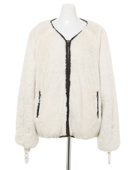 INGNI（イング） ノーカラーキルト×ファーリバーシブルブルゾン ｶｰｷ