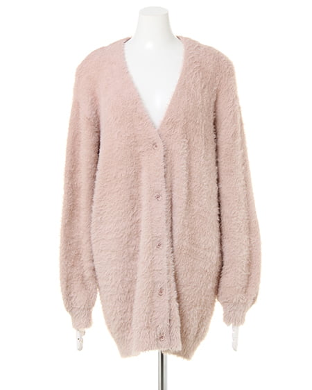 INGNI（イング） フェザーミドル丈カーディガン ﾋﾟﾝｸﾍﾞｰｼﾞｭ