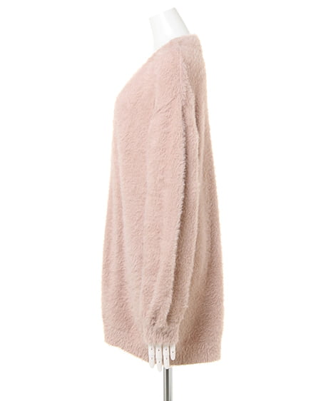 INGNI（イング） フェザーミドル丈カーディガン ﾋﾟﾝｸﾍﾞｰｼﾞｭ