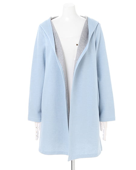 INGNI(イング) フード・コーディガン サックス/グレー