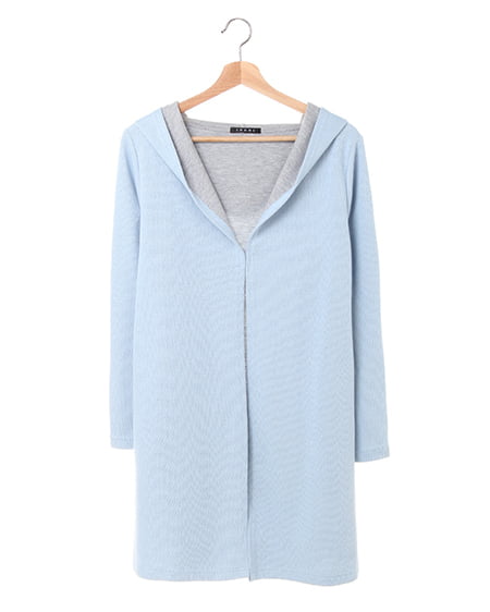 INGNI(イング) フード・コーディガン サックス/グレー