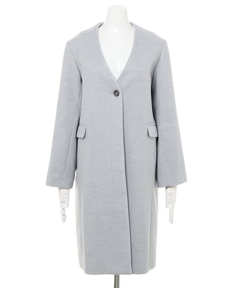 INGNI（イング） ノーカラーチェスター／コート ﾗｲﾄｸﾞﾚｰ/ﾓｸ