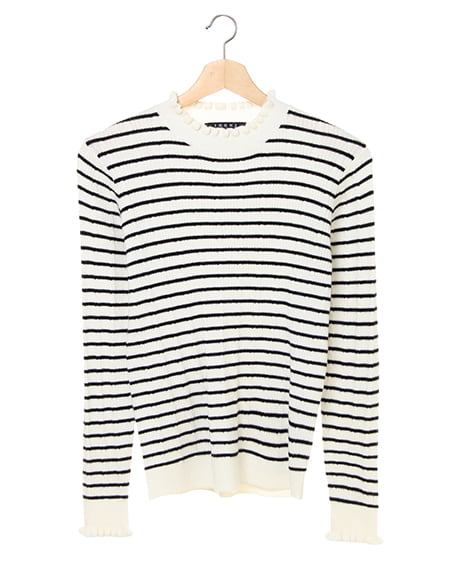 INGNI(イング) ケーブルハイネック／トップス ボーダー