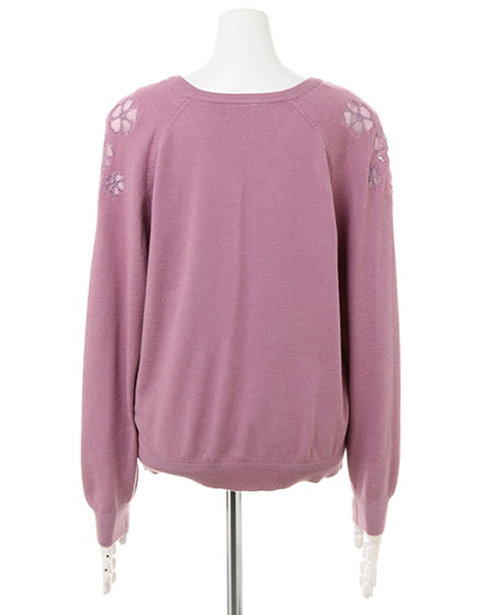 INGNI（イング） ショルダーフラワーシアーニット ﾗﾍﾞﾝﾀﾞｰ/ﾋﾟﾝｸ