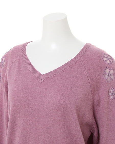 INGNI（イング） ショルダーフラワーシアーニット ﾗﾍﾞﾝﾀﾞｰ/ﾋﾟﾝｸ