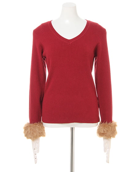 INGNI（イング） 袖ファーリブニット ﾎﾞﾙﾄﾞｰ