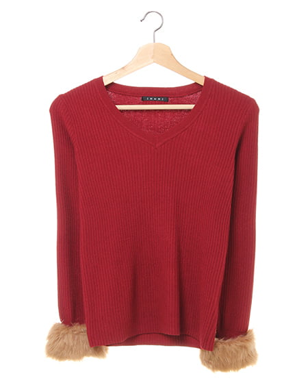 INGNI(イング) 袖ファーリブニット ﾎﾞﾙﾄﾞｰ