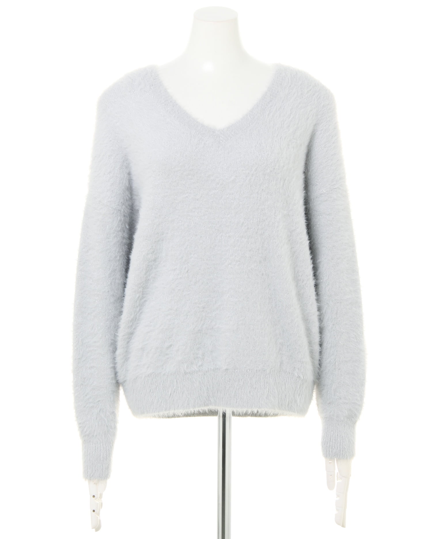 【美品】フェランテイタリア製 ウール100% Vネックニット グレー DESHENG (デシェン) カシミヤ100％ 12G 無地 Vネック セーター
