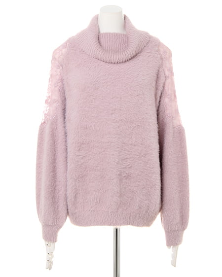 INGNI（イング） ショルダーシアーオフタートルニット ﾗﾍﾞﾝﾀﾞｰ/ﾋﾟﾝｸ