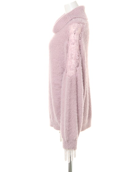 INGNI（イング） ショルダーシアーオフタートルニット ﾗﾍﾞﾝﾀﾞｰ/ﾋﾟﾝｸ